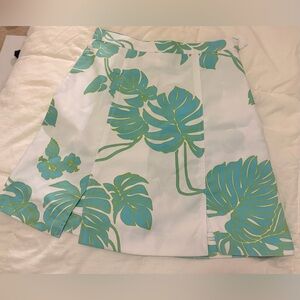 Chickabiddy Floral A-Line Skirt - White & Teal Tropical Print